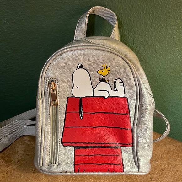 Peanuts Bags Peanuts Mini Silver Backpack Snoopy And Woodstock